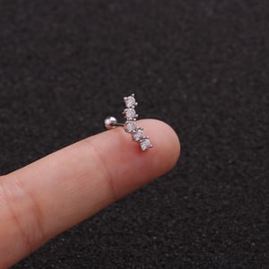 1 Piece Simple Series Simple Round Titanium Steel  Silver Color Material Zircon Women's Stud Earrings h5 